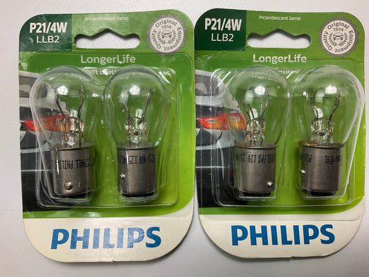 Phillips P21/4WLLB2 LongerLife Miniature P21/4WLL Tail Light Bulbs - 4 PACK