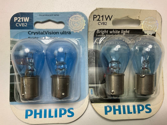 Philips P21WCVB2 CrystalVision Ultra Back Up Lamp Light Bulb P21W - 4 PACK