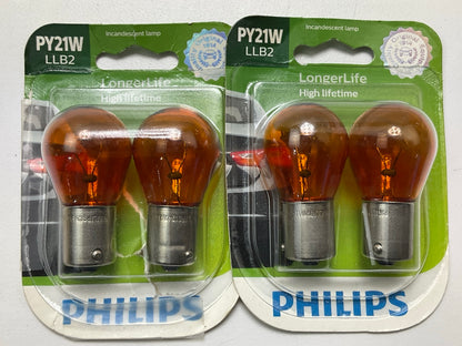 Philips PY21WLLB2 Longerlife Amber Turn Signal Light Lamp Bulb PY21W - 4 PACK