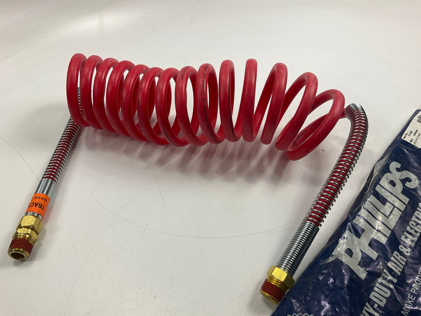 Phillips 11-310 Emergency Coiled Air Brake Hose 12 Foot Red Heavy Duty