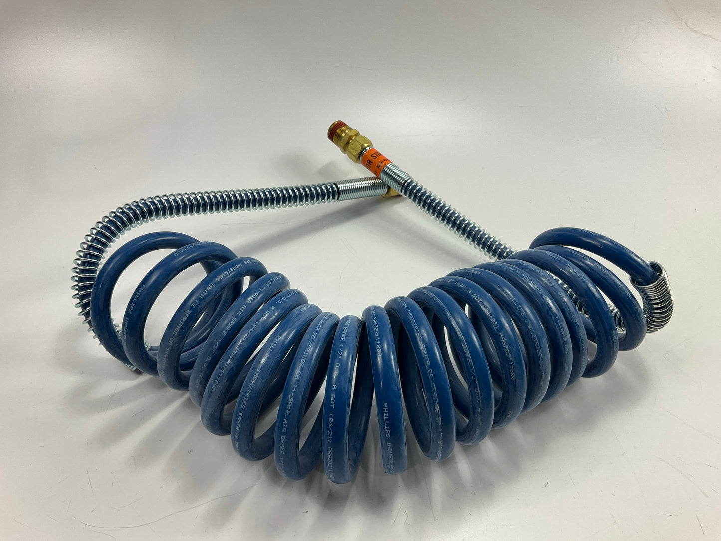 Phillips 11-318 15' Heavy-Duty Coiled Air Hose Assembly, Blue, (Service) Coil