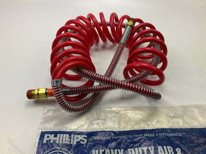 Phillips 11-338 Heavy Duty Coiled Air Hose, Red, 1/2'' NPTF, (Emergency) Coil