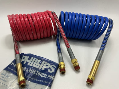 Phillips 11-5150 Polar Air Red And Blue Coiled Air Hose Set, 15' With Power Grip