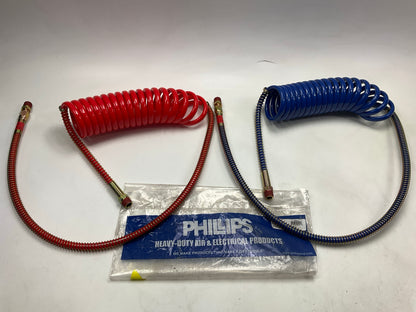 Phillips 11-740 Coiled Air Brake Hose Assembly 15 Feet, Red And Blue