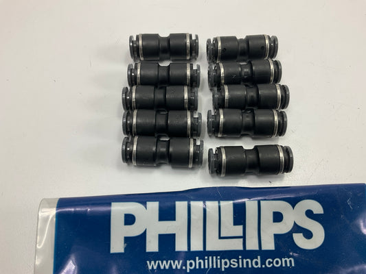 (10) Phillips 12-95044 Air Brake 1/4'' Push To Connect PTC Full Union Fittings