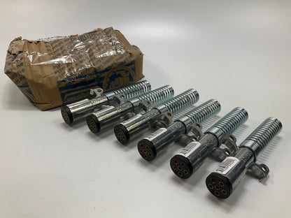 (6) Phillips 15-630 6-Way Connector Plug With Cable Guard Zinc Die-Cast Housing