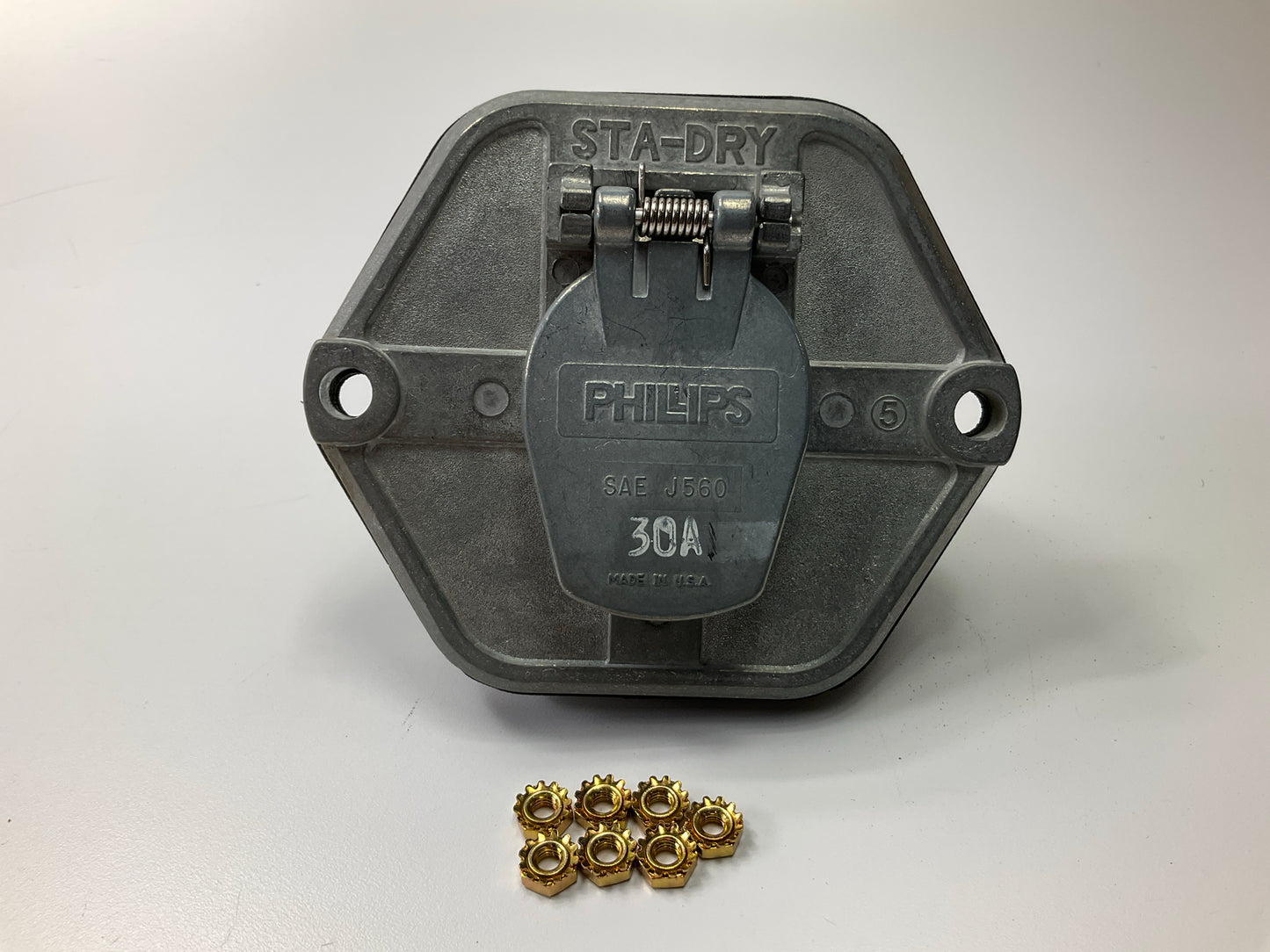 Phillips 15-753 7-Way Low Profile Trailer Receptacle Socket, 12V 30 Amp