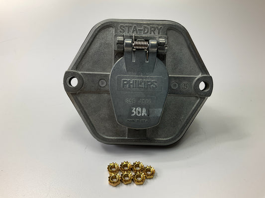 Phillips 15-753 7-Way Low Profile Trailer Receptacle Socket, 12V 30 Amp