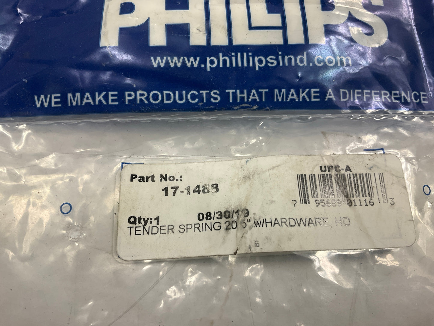 Phillips 17-1488 Tender Spring 20.5'' With Hardware Heavy Duty Spring Cable Clamp