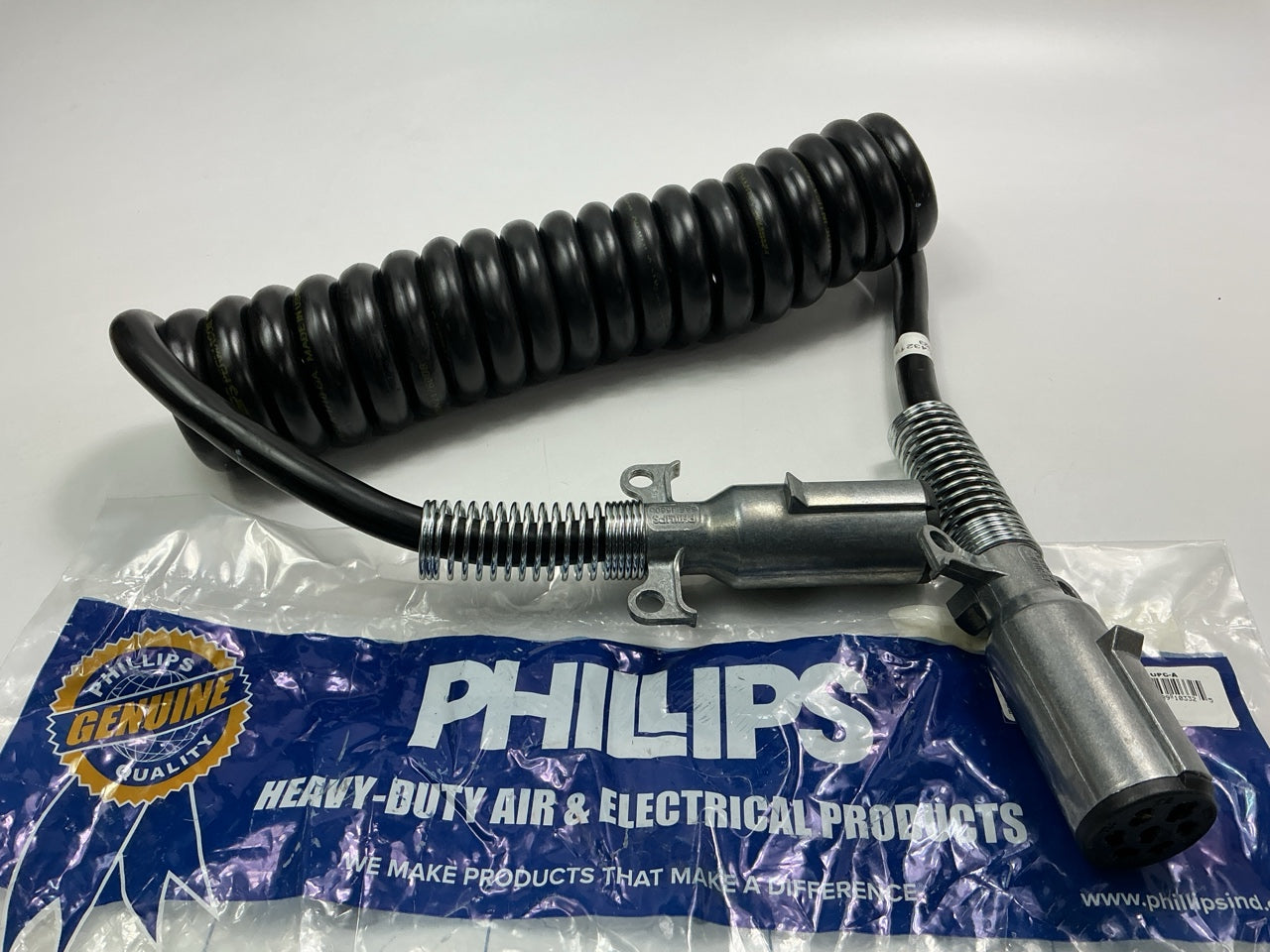 Phillips 22-4321 Coiled Cable 12 Feet., With Zinc Die Cast Plugs, 7-Way NON-ABS