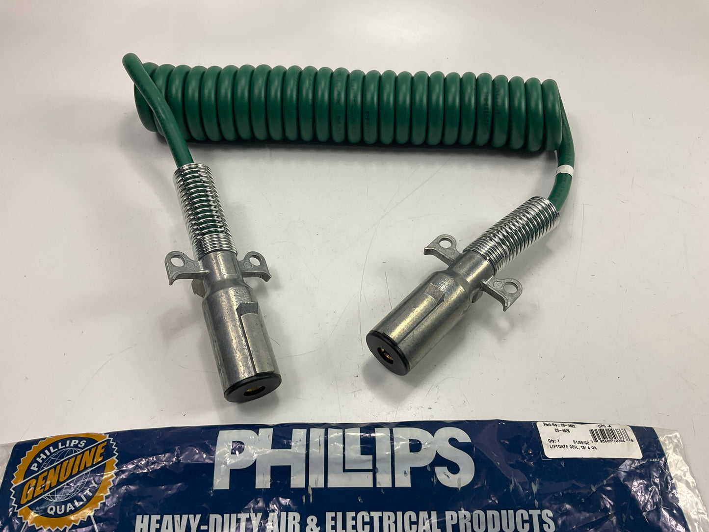 Phillips 23-4625 15' Single Pole Coiled Liftgate Charging Coil Cable, 4 Gauge