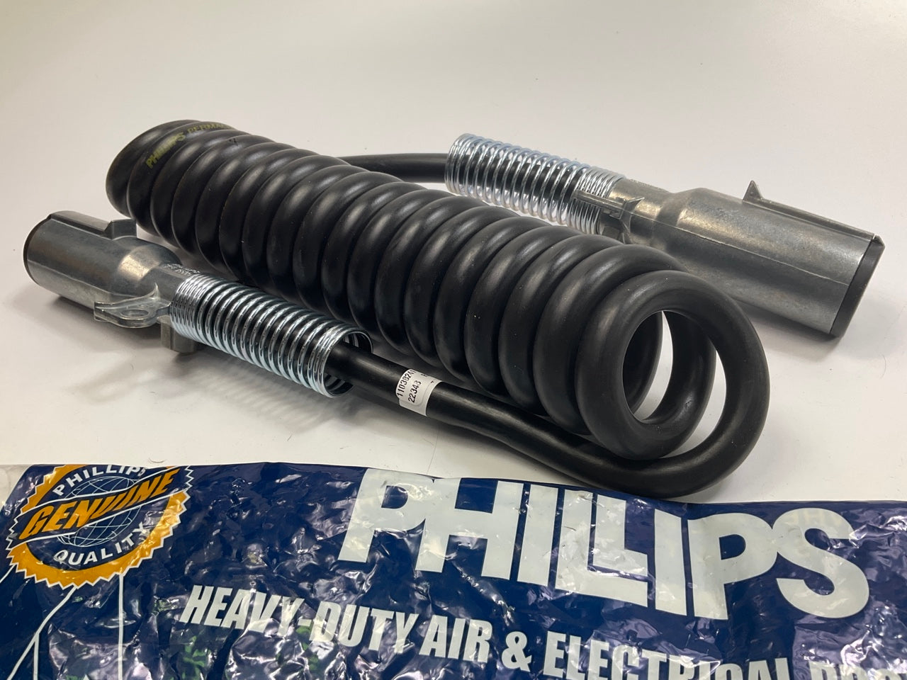 Phillips 24-4321 Coiled Cable 12 Feet., With Zinc Die Cast Plug, 7-Way Non-ABS