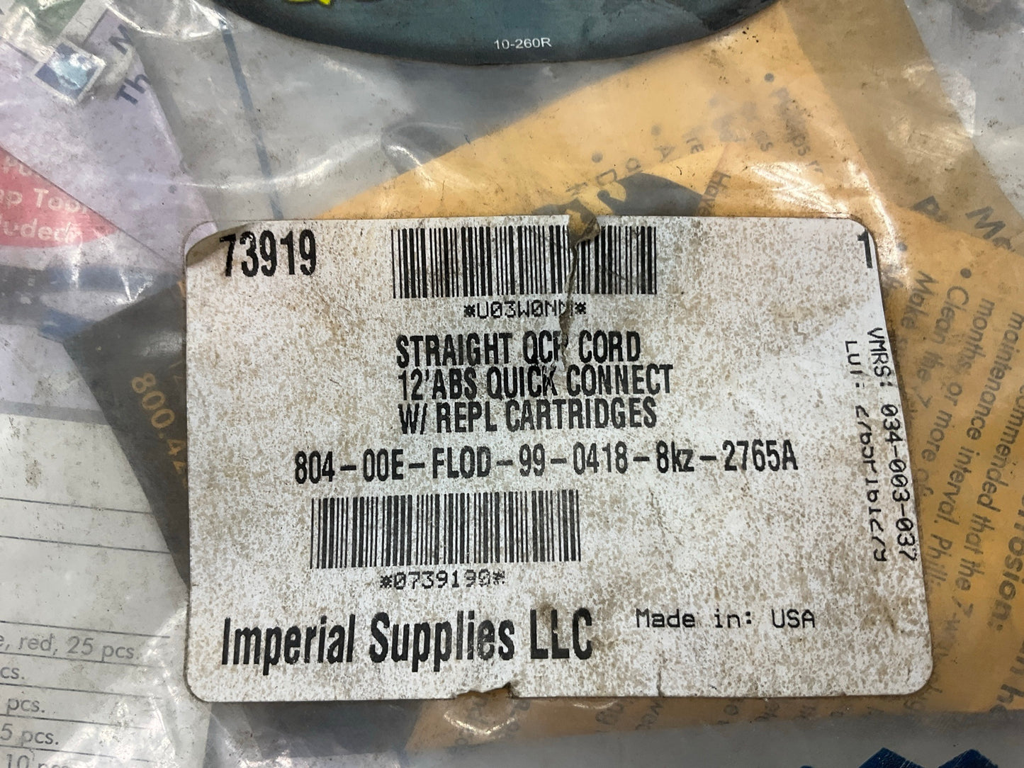 Phillips Industries 30-2054 Straight ABS Lectraflex Coil 12' W/ QK Connect Plugs