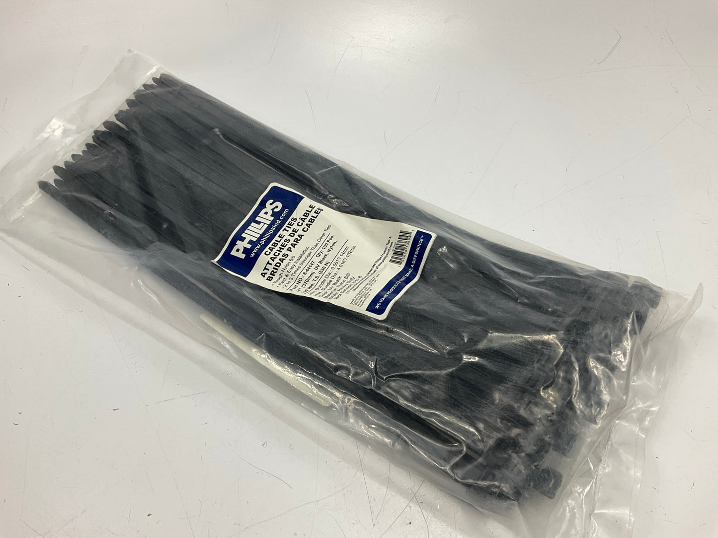 Phillips 8-44147 HD Cable Ties, 15'' Black, Nylon, 120 Lbs - Bag Of 100 Zip Ties