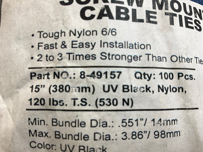 Phillips 8-49157 HD Cable Zip Ties 15'' Black, Nylon, 120 Lbs - Bag Of 100 Pcs