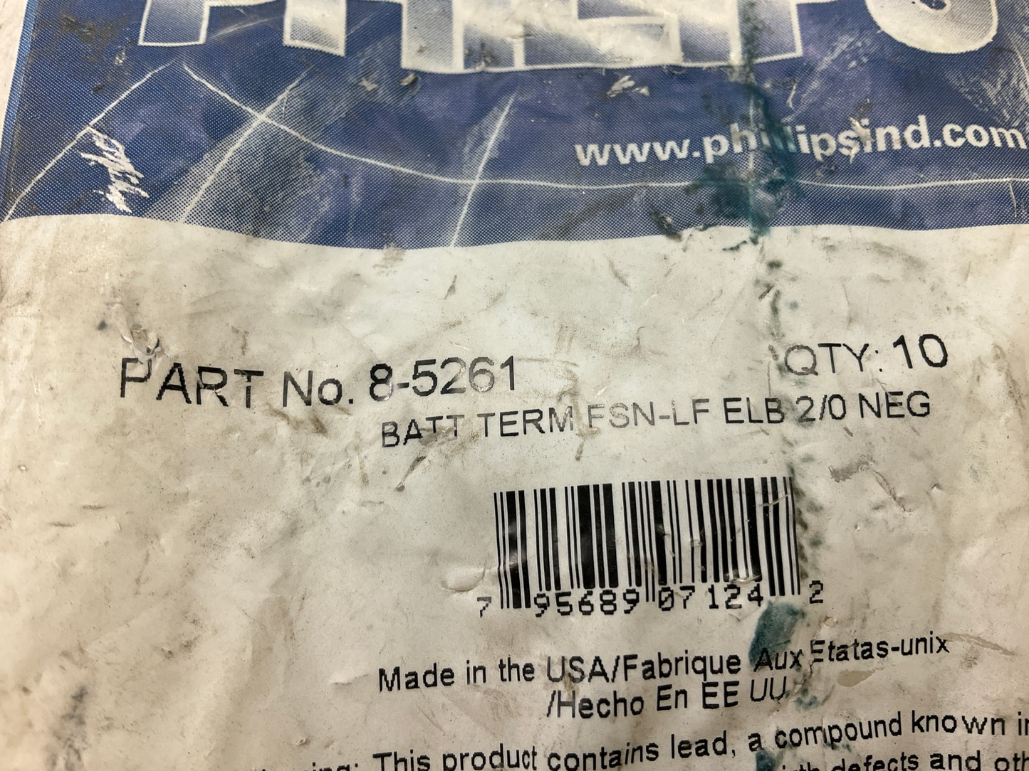 (10) Phillips 8-5261 Elbow Crimp Battery Terminals, 2/0 Gauge, Negative