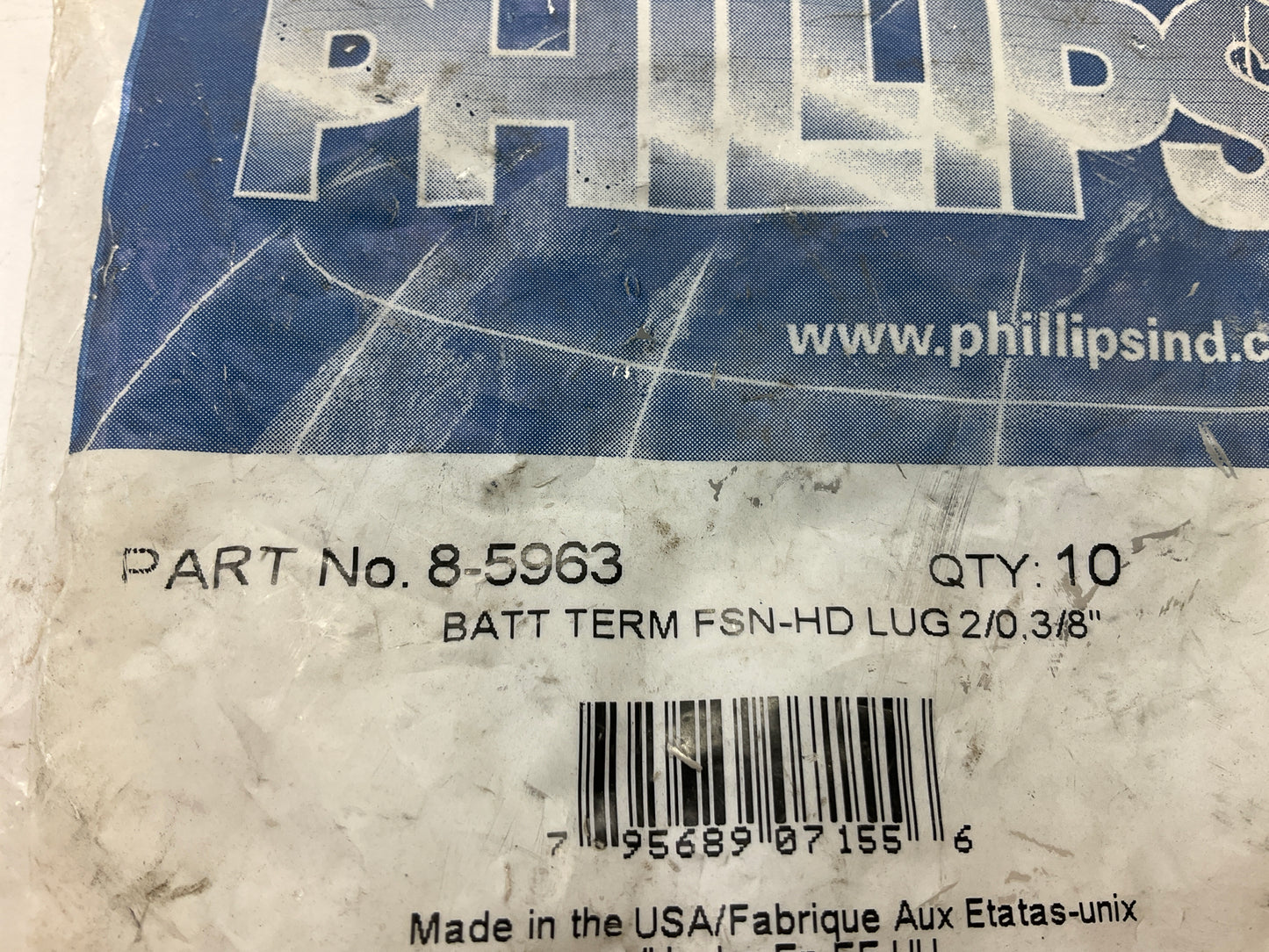 (10) Phillips 8-5963 Battery Terminal HD Lug 2/0 Gauge, 3/8'' Hole