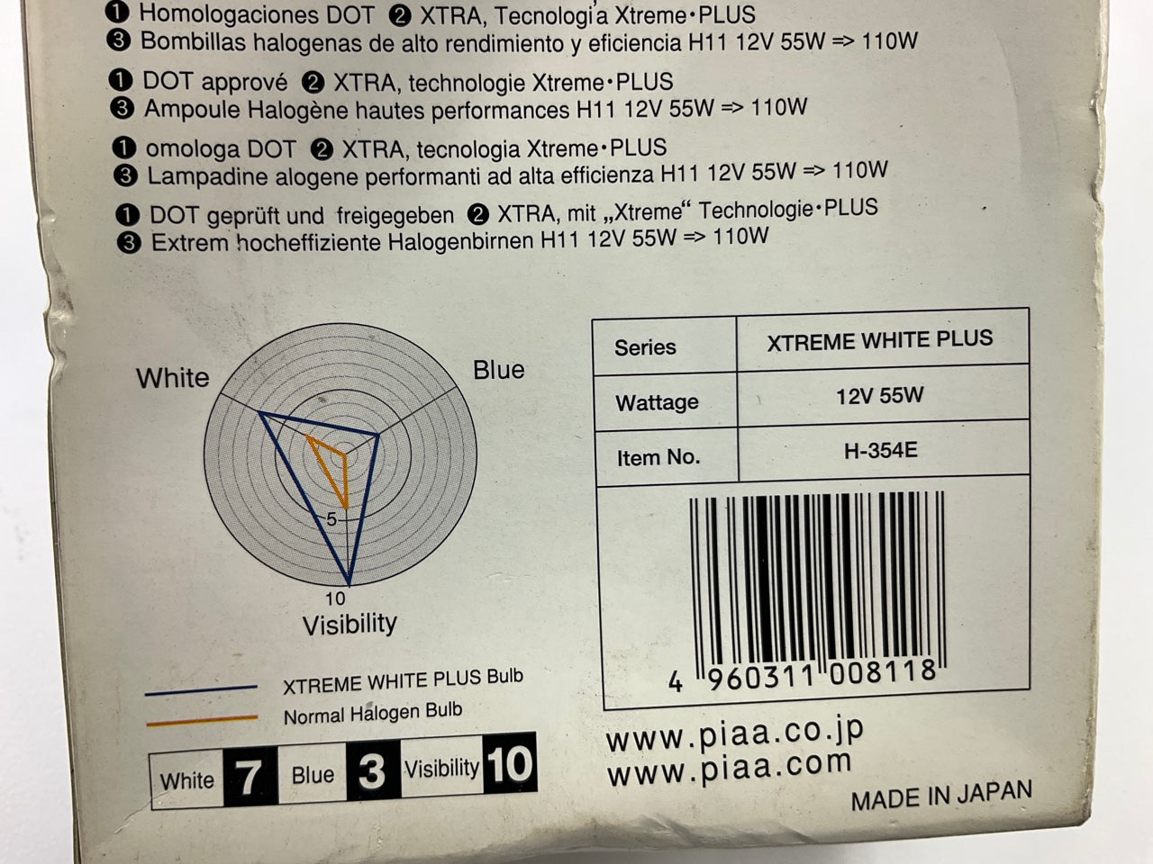 Piaa 15211 H11 XTreme White Plus Twin Pack Halogen Light Bulbs, Pair