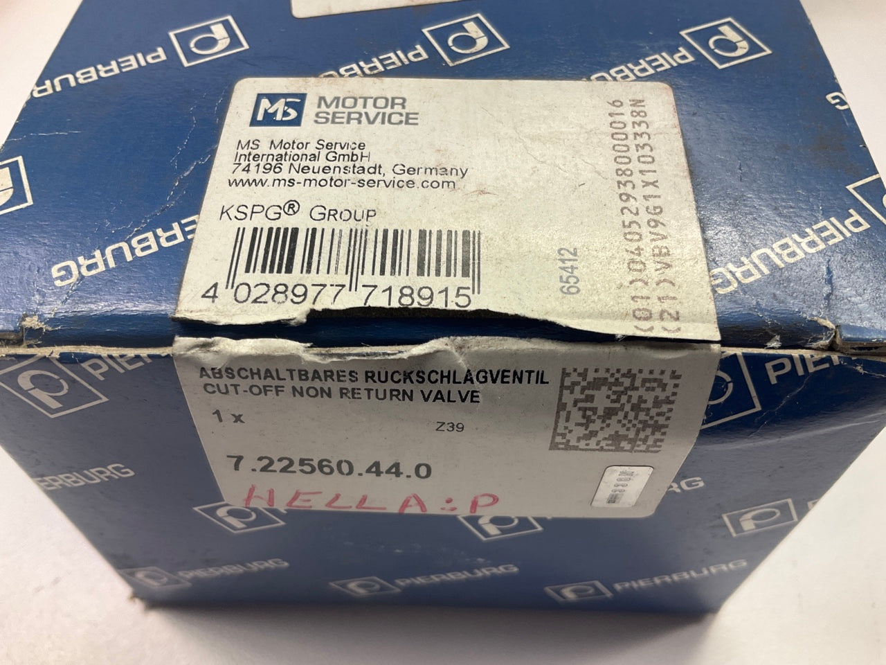 Pierburg 7.22560.44.0 Secondary Air Injection Check Valve, Left Drivers Side