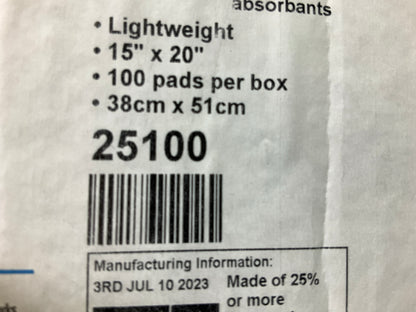 Pig 25100 Fluid Absorbent Mat Pads, 20''x15'', Box Of 100, Lightweight
