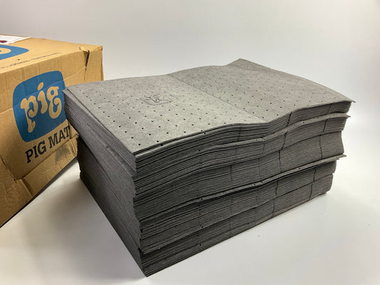 PIG 25300 Universal Medium Weight Oil Spill Absosrbent Mat Pad- 15'' X 20''- (100)