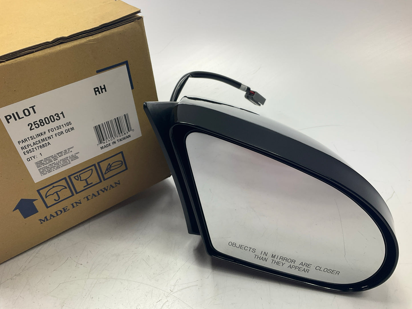 Pilot 2580031 Front Right Passenger Power Door Mirror For 1989-94 Mercury Cougar