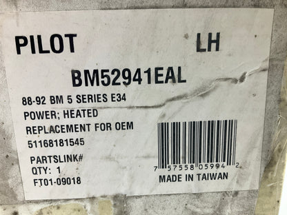 Pilot BM52941EAL Left Mirror For 1989-1992 BMW 525i