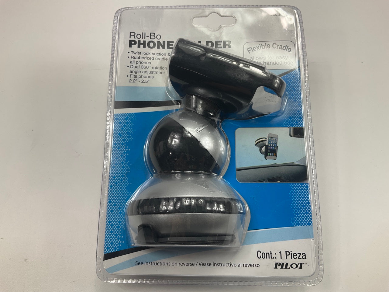 Pilot Roll-Bo Dual 360 Twist Lock Suction Holder For 2.2''- 2.5'' Wide Cell Phones