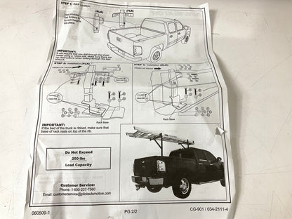 OPEN BOX Pilot CG901 Work Truck Roof Carrier Rack For Ladder - Tacoma, Frontier