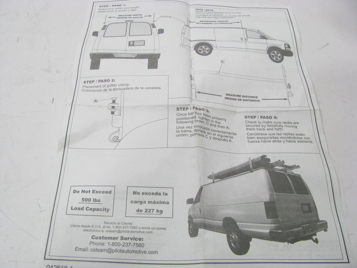 Bully / Pilot CG-903 Van Roof Rack For Ladders And Lumber, 500 Lbs Capacity