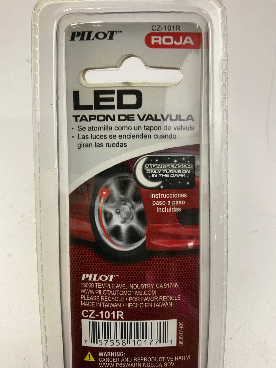 Pilot CZ-101R Tire Valve Stem Cap - Red LED, Battery Operated