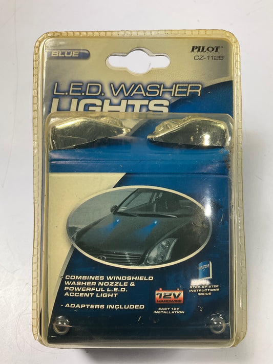 Pilot CZ-112B Windshield Washer Spray Nozzle Lights, Blue LED - 2 PACK