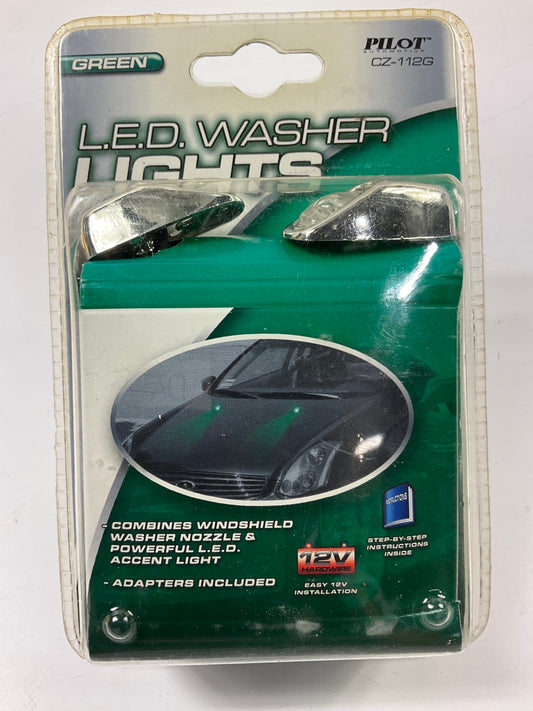 Pilot CZ-112G Windshield Washer Spray Nozzle Lights, Green LED - 2 PACK