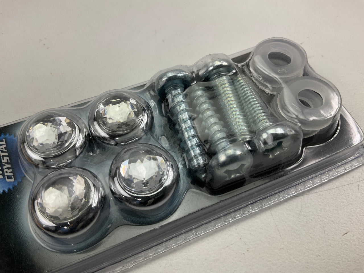 Pilot CZ-234W Chrome And Diamond License Plate Fastener Kit With Cover Caps