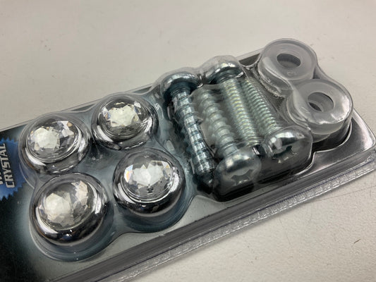 Pilot CZ-234W Chrome And Diamond License Plate Fastener Kit With Cover Caps
