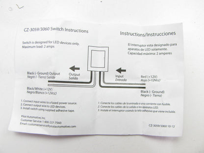 Pilot Automotive CZ-3059 Universal I-Touch Screen 12V LED Light Dimmer Switch