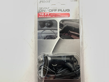 Pilot CZ-3066 12V On/Off Cigarette Power Plug, 12V 3' Feet Long Wire Lead, Black
