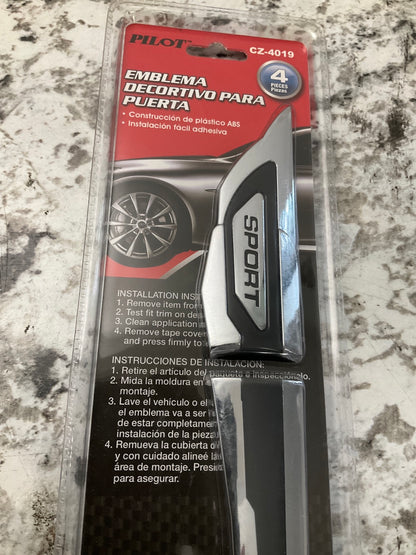 Pilot CZ4019 Chrome Sport 4-piece Door Trim Car Accents ''SPORT''  Peel & Stick