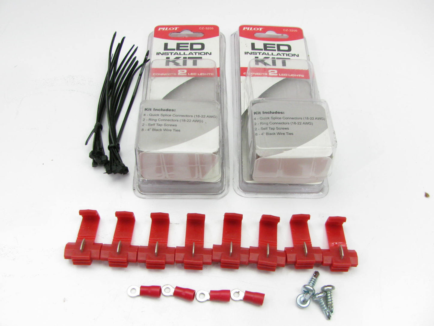 (2) Pilot CZ3205 LED Light Lamp Installation Kits (splice Connectors, Terminals)