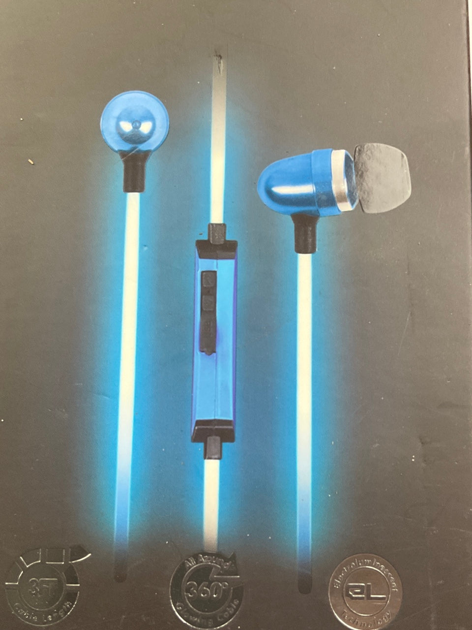 Pilot EL-1300B Electroluminescent Audio Response Ear Bud Headphones, Blue