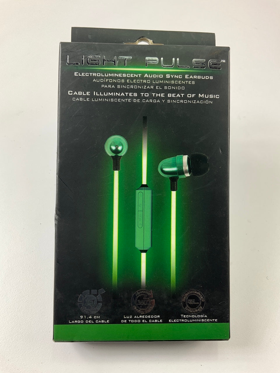 Pilot EL1300G Electroluminescent Response Ear Buds Headphone Green LED Light 3FT