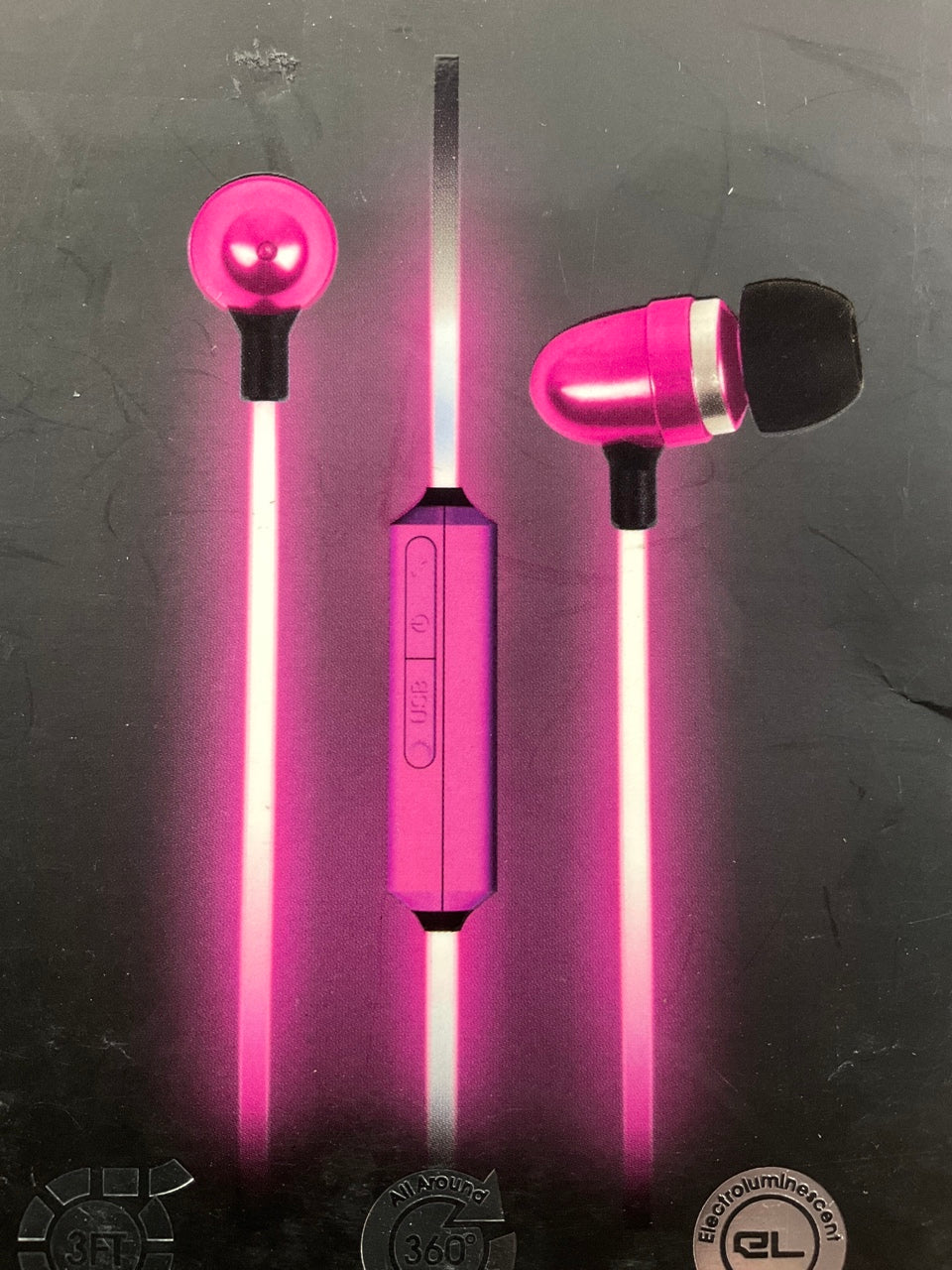 Pilot EL-1300P Electroluminescent Audio Response Ear Bud, Pink