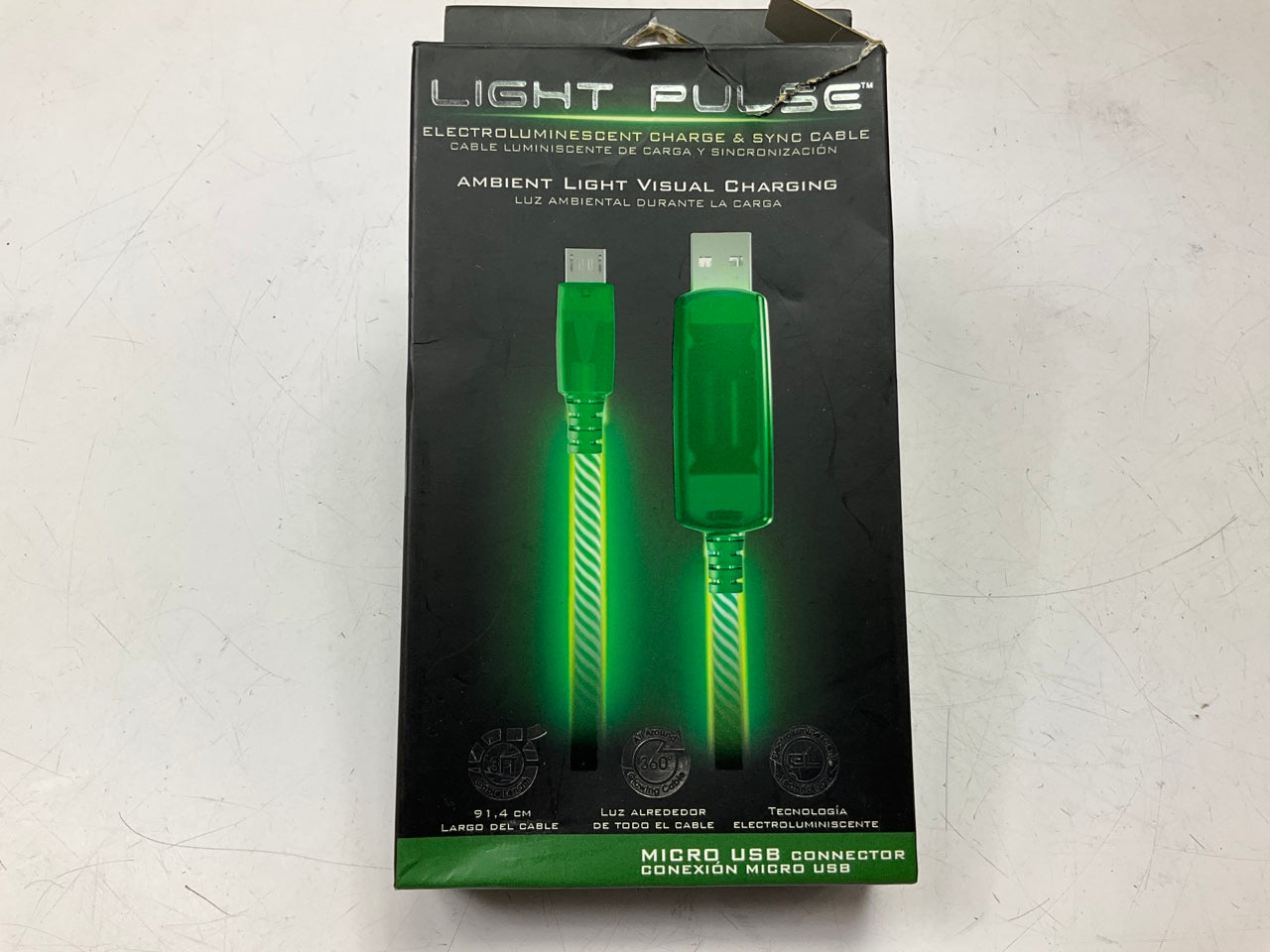 Pilot EL-1400G Micro USB Data Sync Charger Green LED Light Cable