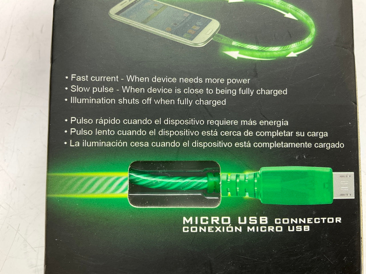 Pilot EL-1400G Micro USB Data Sync Charger Green LED Light Cable