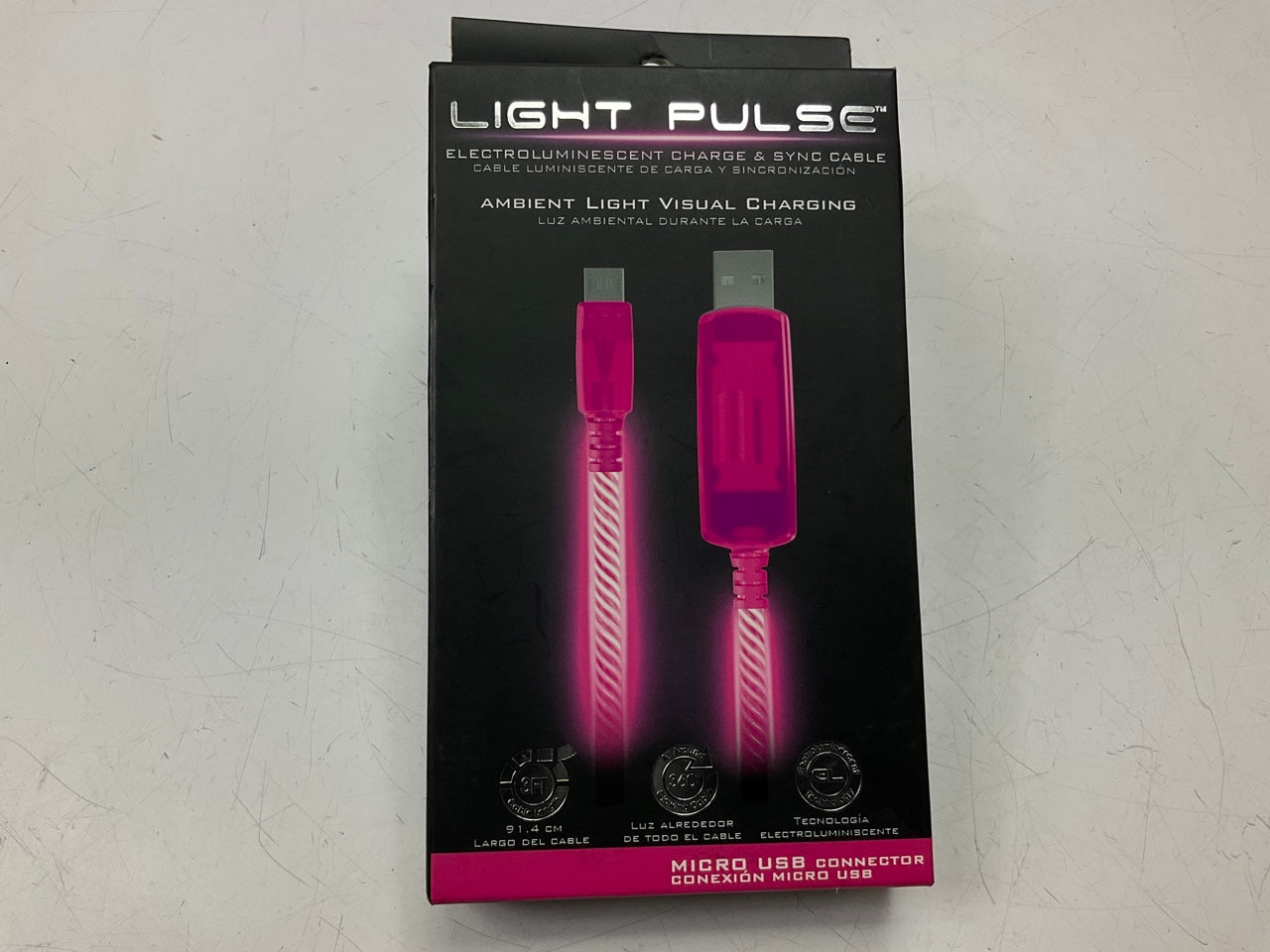 Pilot EL-1400P Micro USB Data Sync Charger Pink LED Light Cable