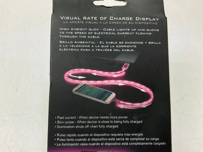 Pilot EL-1400P Micro USB Data Sync Charger Pink LED Light Cable