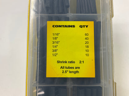 Pilot EL-180 2.5'' Heat Shrink Tubes, Black, 158 Piece Heat Shrink Tubing Pack