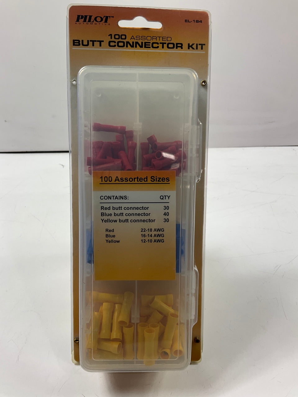 Pilot EL-184 100 Piece Butt Connectors Kit: Red, Blue & Yellow Butt Connectors