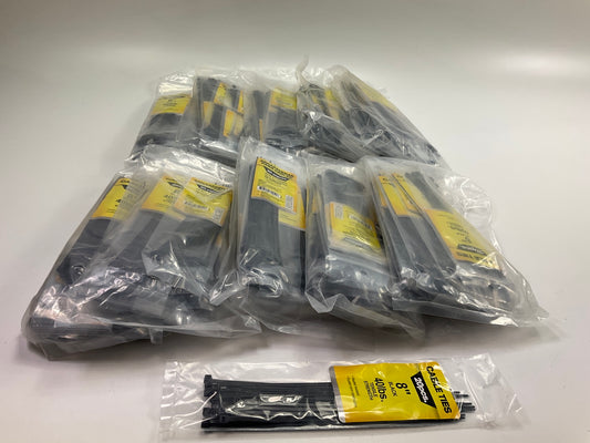 2,400 Pcs Total - Large Lot Of Pilot EL-301 Zip Ties, Black, 40 Lbs, 8'' Long