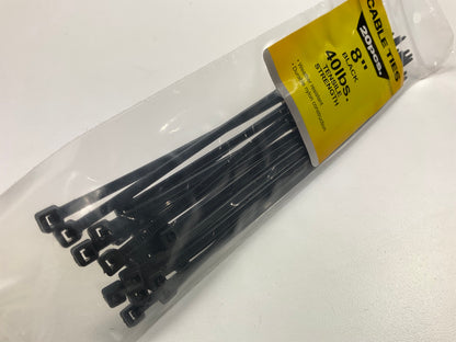 2,400 Pcs Total - Large Lot Of Pilot EL-301 Zip Ties, Black, 40 Lbs, 8'' Long